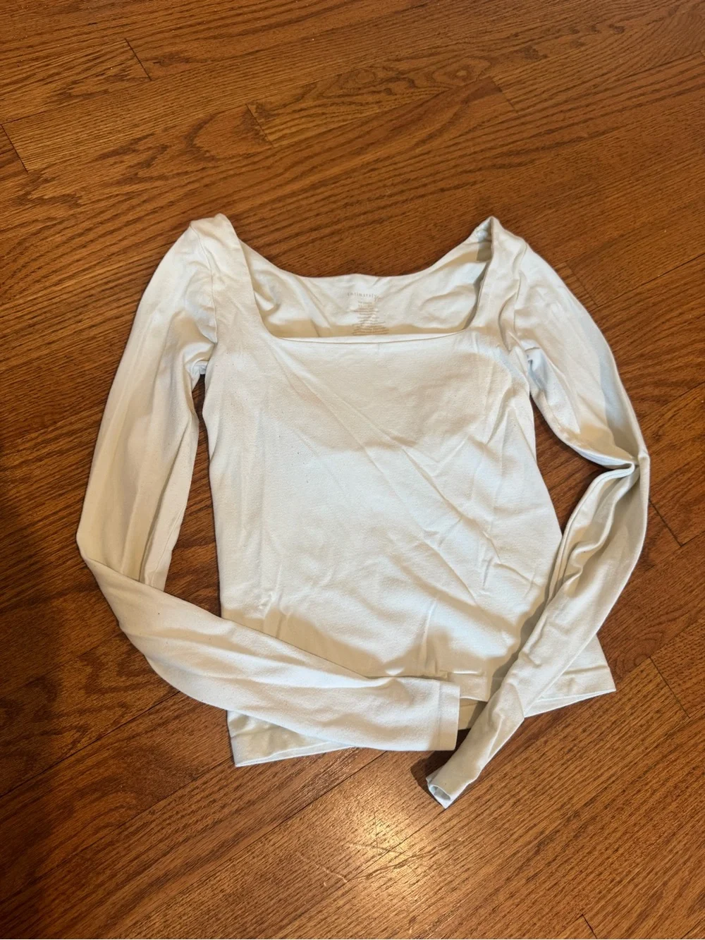 Free People Square Neck Long Sleeve Top in White